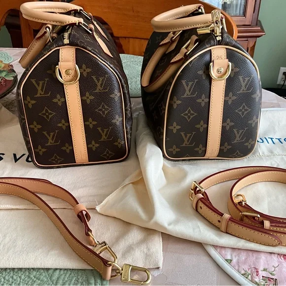 Brown Monogram Satchel, size 25 with natural Vacchetta leather. - Picture 10 of 14